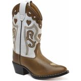 Bootstock - Cowboylaarzen - Bruin/Wit - Leren Schoolkind