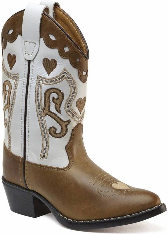Bootstock - Cowboylaarzen - Bruin/Wit - Leren Schoolkind
