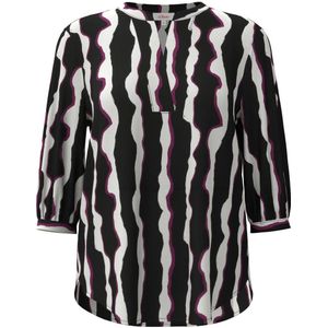 s.Oliver blousetop met all over print zwart/ecru/paars