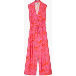 CKS jumpsuit JANALONG met all over print roze/oranje