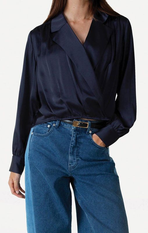 Another-Label blousetop donkerblauw