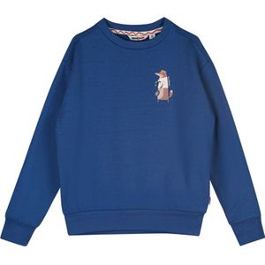 Moodstreet sweater Simon met backprint blauw