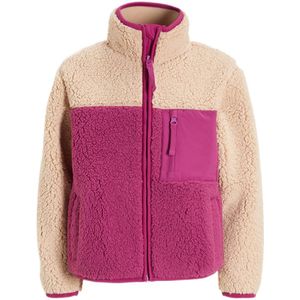 anytime teddy fleece vest magenta/beige