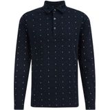 WE Fashion slim fit polo met all over print donkerblauw