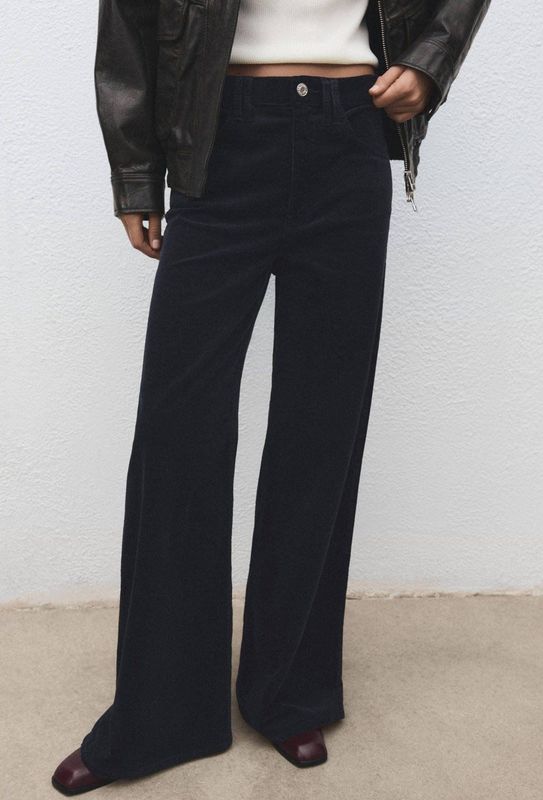 Mango high waist wide leg jeans marineblauw