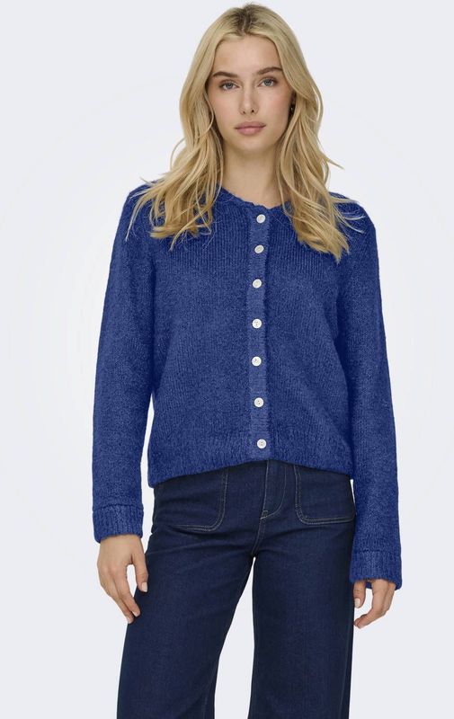 ONLY - ONLMAGGIE - Gebreid Vest - Blauw - Met Wol