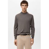 Mango Man trui met wol fijn gebreid bruin