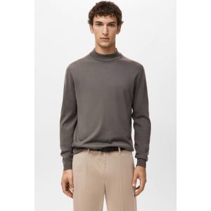 Mango Man trui met wol fijn gebreid bruin