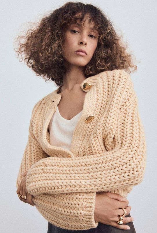 Mango gebreid vest beige