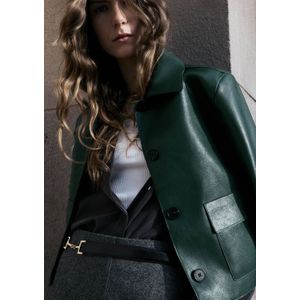 Mango imitatieleren jack groen