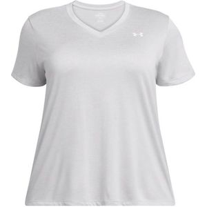 Under Armour Plus Size sportshirt Twist V-neck lichtgrijs/wit