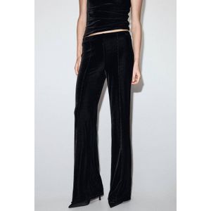 Mango fluwelen straight regular waist broek zwart