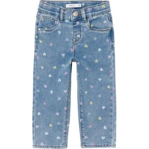 NAME IT MINI mom jeans NMFBELLA met hartjes medium blue denim