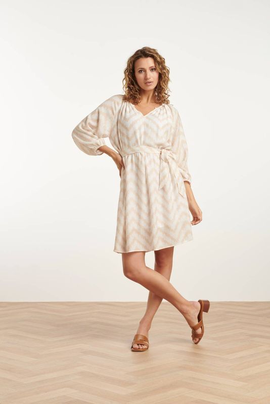 Smashed Lemon - 25014 - Jurk - Zigzagprint - 3/4 Mouwen
