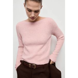 Mango pullover lichtroze rib gebreid