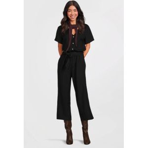 Anytime jumpsuit met linnen zwart