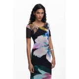 Desigual - Gebloemde Midi Jurk - Zwart