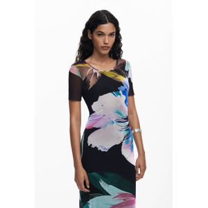 Desigual - Gebloemde Midi Jurk - Zwart