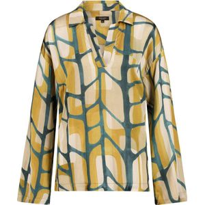 Claudia Sträter geweven blousetop met all over print geel/petrol
