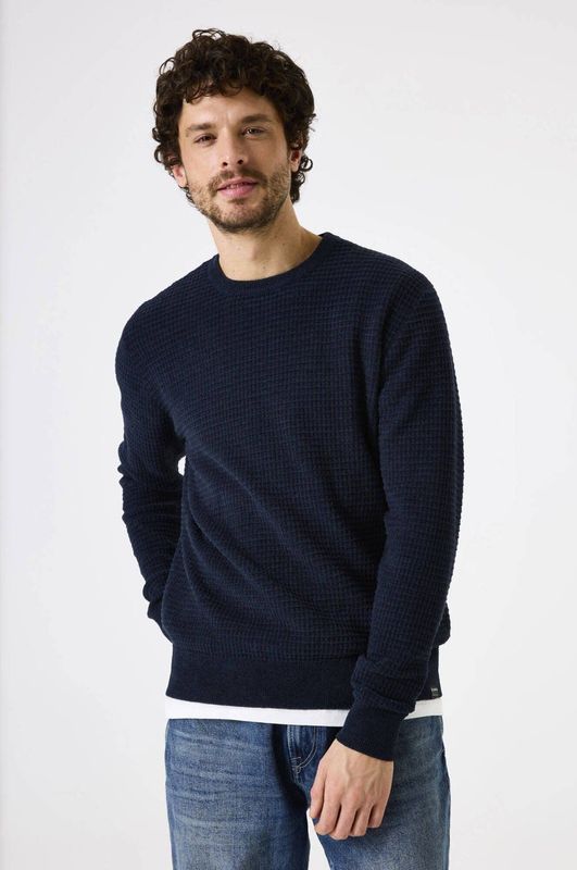 Garcia Heren trui blauw (Maat: S) - Effen - Halslijn: Ronde hals,