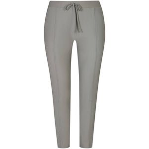 Exxcellent high waist regular fit broek van travelstof gewassen groen