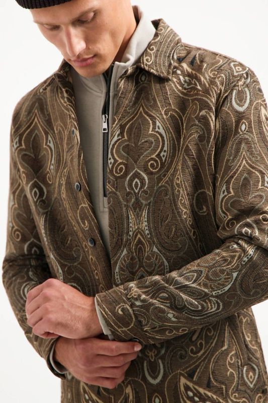 No Excess - Overshirt - Bruin - Lange Mouwen - Jacquard Detail