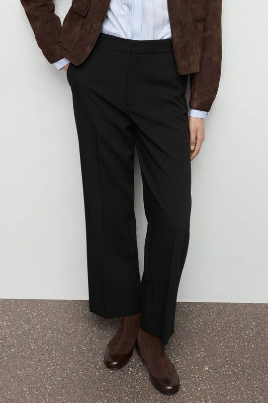 Mango straight high waist broek zwart