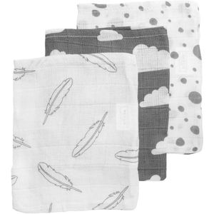 Meyco hydrofiele baby washandjes (set van 3) grijs/wit