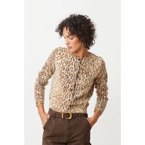 SUNCOO - GACIA - Vest - Beige - Luipaardprint - Ronde Hals