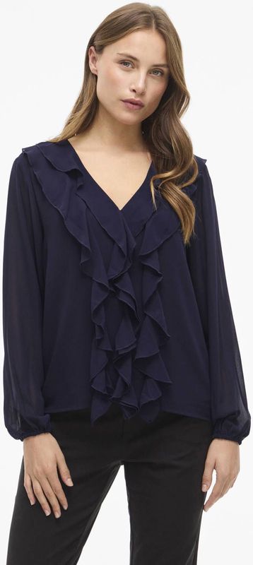 VILA - Blouse 'VIANE' - Donkerlila - Blouseshirt - Lange Mouw