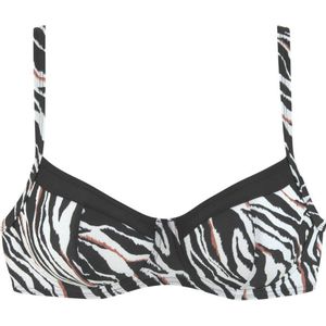 s.Oliver niet-voorgevormde beugel bikinitop met zebraprint zwart/wit