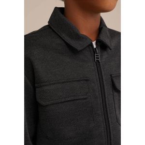 WE Fashion gemêleerde shacket tussenjas black melange