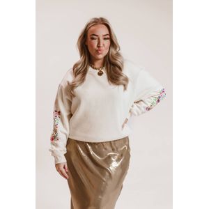 Pinned by K Curve sweater ecru/multi