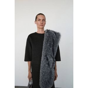 Mango top met wol grijs