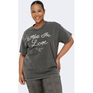 ONLY CARMAKOMA - T-shirts - O-hals - Korte Mouwen - Regular Fit - Parel Versiering