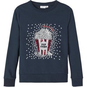 NAME IT KIDS longsleeve NKFLAMARIA met printopdruk en pailletten donkerblauw