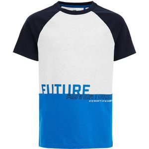 WE Fashion T-shirt blauw/wit