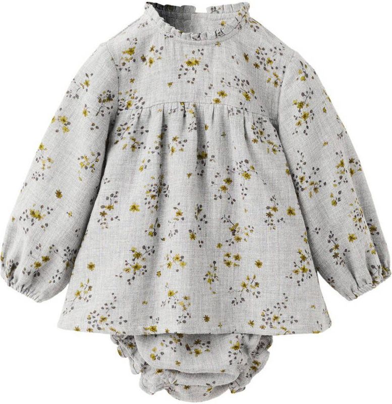 Mango Kids Jurk+bloomer grijs met bloemenprint