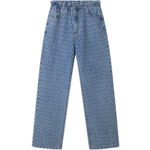 Alix the Label high waist wide leg jeans met all over print medium blue denim