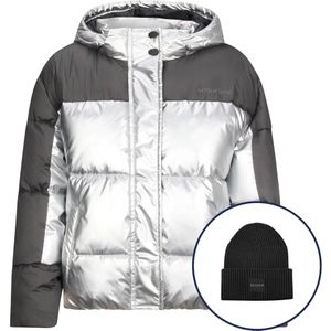 Retour Jeans - Pom - Gewatteerde Jas - Zilver - Inclusief Muts