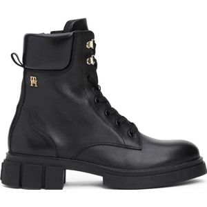 Tommy Hilfiger leren veterboots zwart