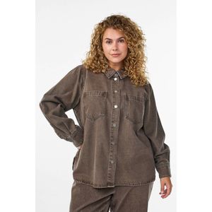 Zizzi denim blouse bruin