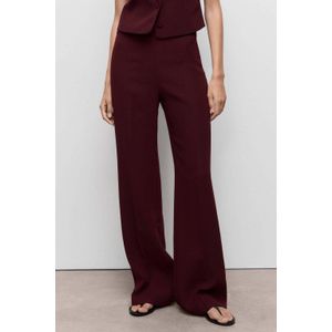 Mango wide leg regular waist pantalon donkerrood