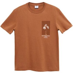 Mango Man T-shirt met printopdruk middenoranje
