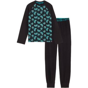 WE Fashion pyjamaset zwart/blauw