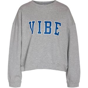 NOISY MAY sweater NMVIBE met tekst grijs/blauw