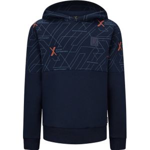 Retour Performance hoodie Playoff met all over print donkerblauw