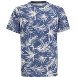 WE Fashion T-shirt met bladprint blauw