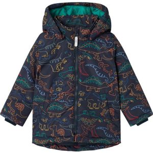 NAME IT MINI winterjas NMMMAX met all over print donkerblauw/multicolor