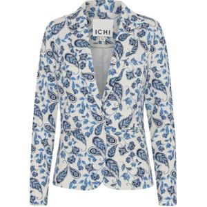 ICHI rechtvallende blazer met paisleyprint lichtblauw/ecru